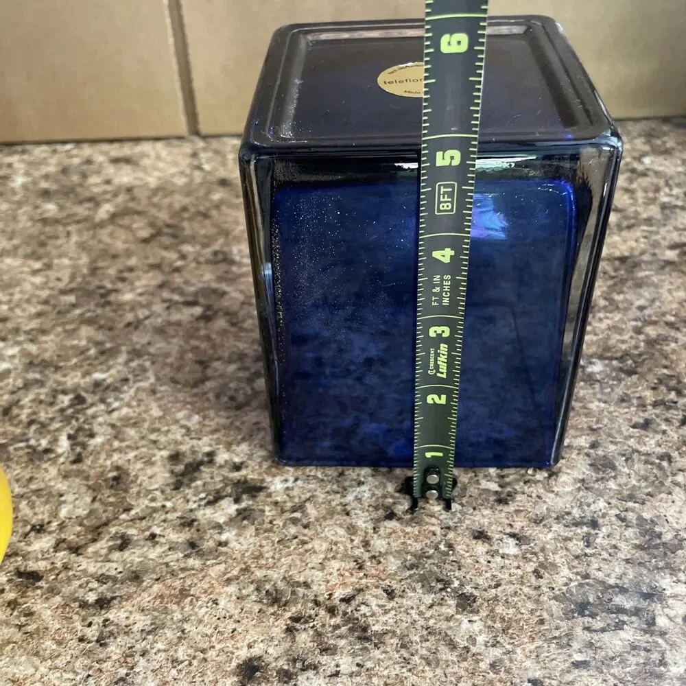 Teleflora Gift Cobalt Blue Art Glass Square Vase Cube